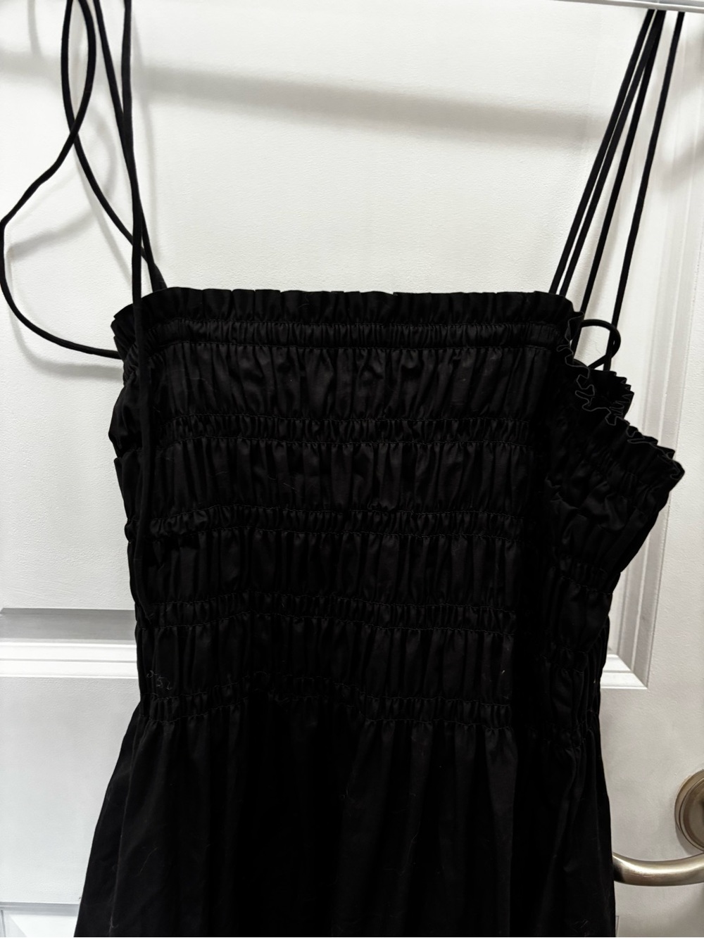 H&M Divided Black Smocked Tie-Strap Mini Dress Size L